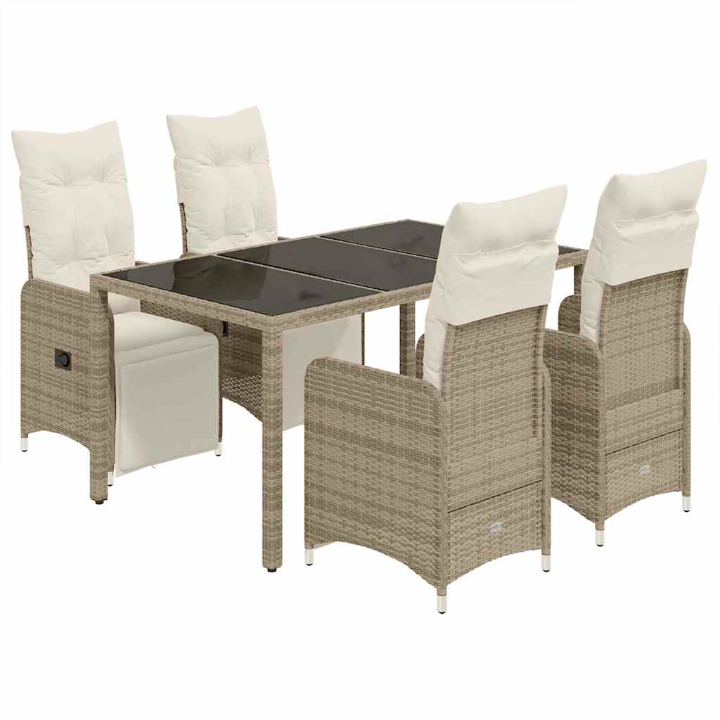 vidaXL Set bistro de grădină, 5 piese, cu perne, maro, poliratan vidaXL Set bistro de grădină, 5 piese, cu perne, maro, poliratan