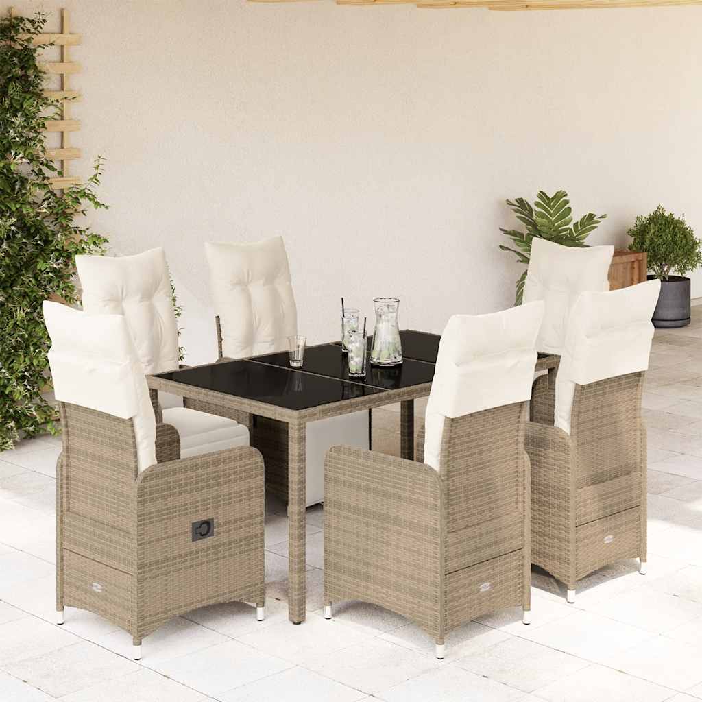 vidaXL Set bistro de grădină cu perne, 7 piese, maro, poliratan vidaXL Set bistro de grădină cu perne, 7 piese, maro, poliratan