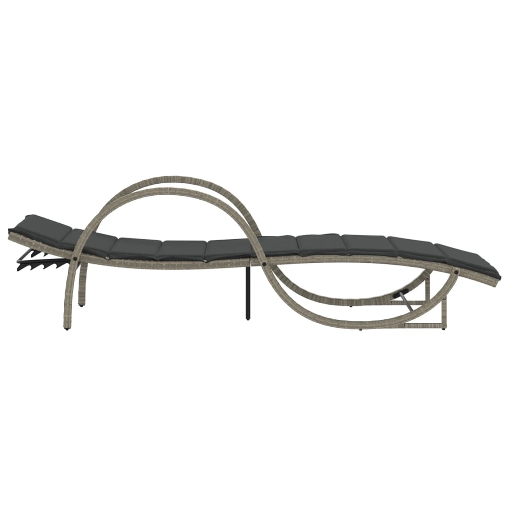 vidaXL Șezlonguri de plajă cu perne, 2 buc., gri deschis, poliratan