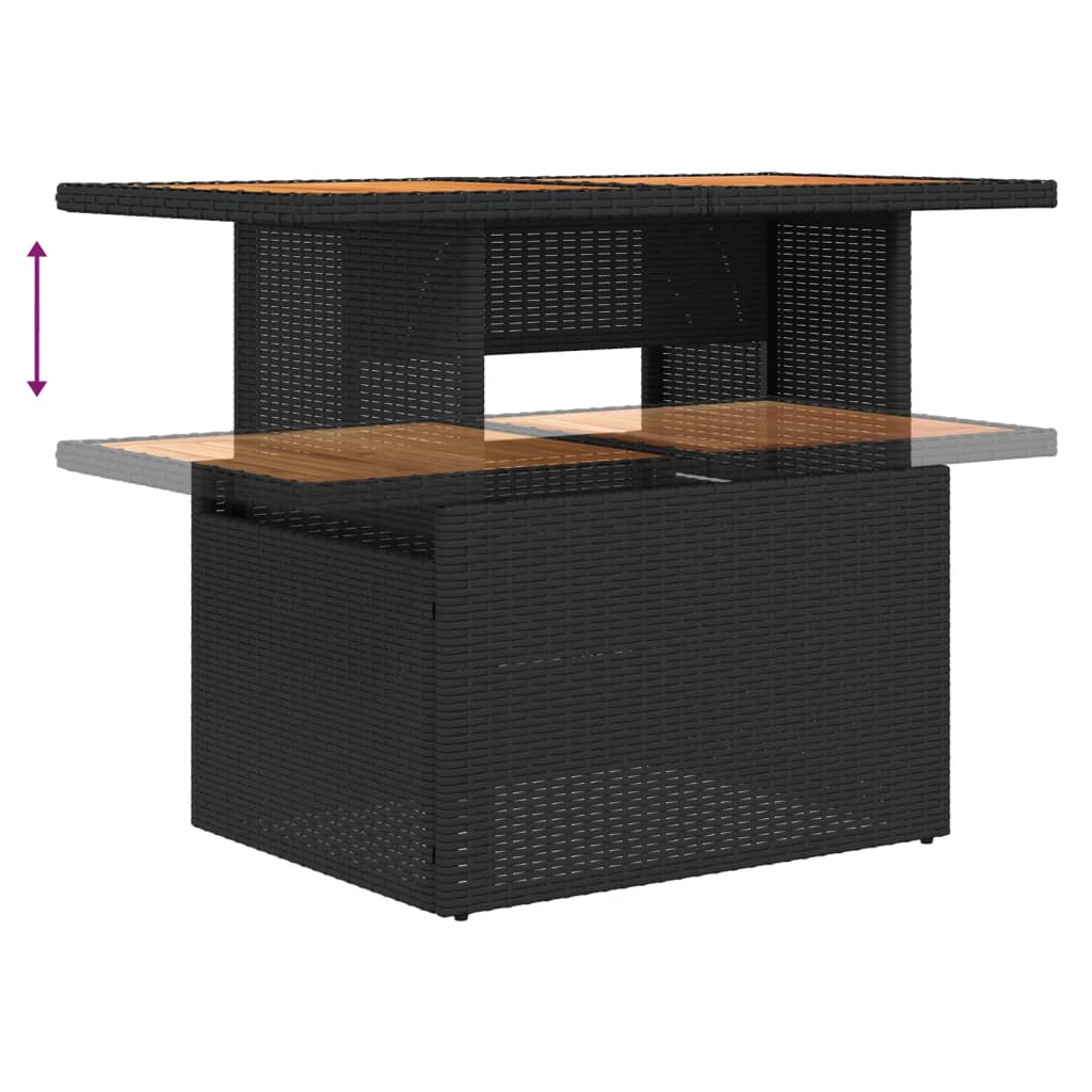 vidaXL Set canapea grădină 2 piese perne negru poliratan/lemn acacia