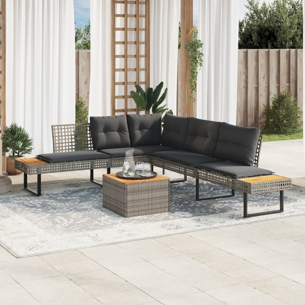 vidaXL Set canapea de grădină cu perne, 2 piese, poliratan/lemn acacia