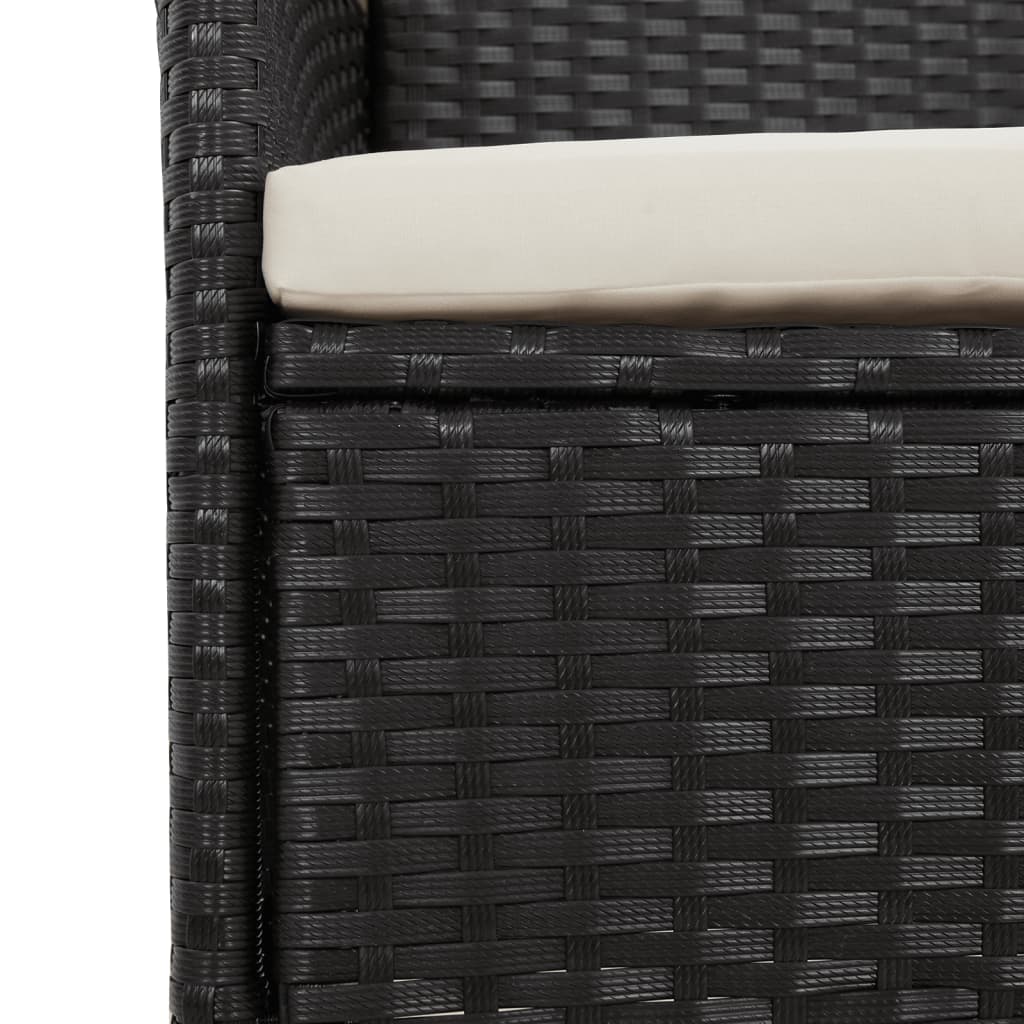 vidaXL Set mobilier de grădină cu perne, 9 piese, negru, poliratan