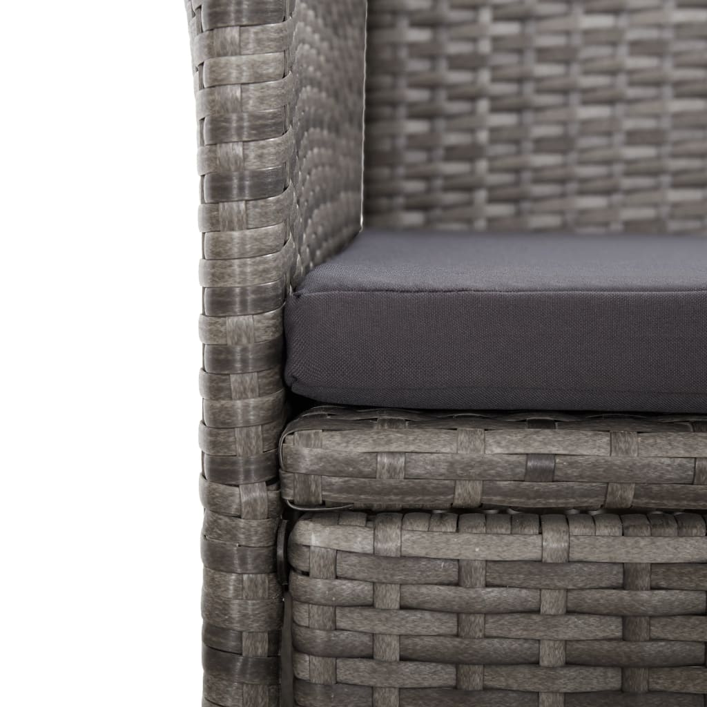 vidaXL Set mobilier grădină cu perne, 9 piese, gri, poliratan