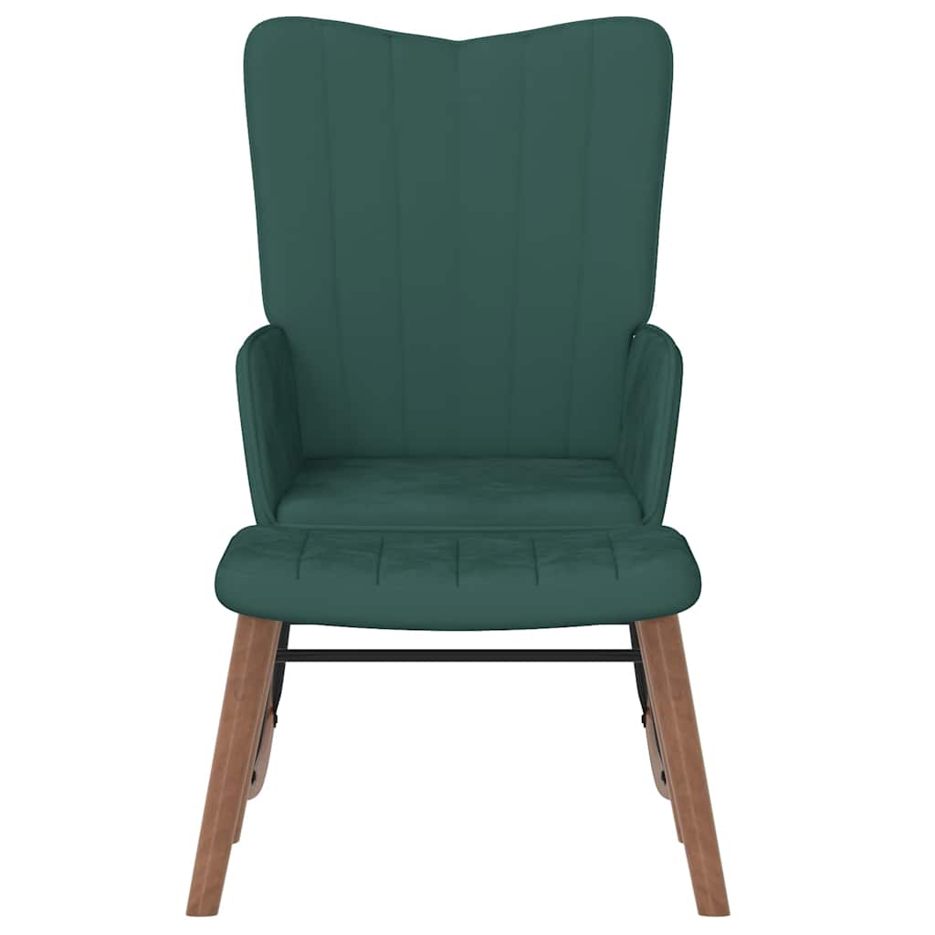 vidaXL Scaun balansoar cu taburet, verde închis, catifea vidaXL Scaun balansoar cu taburet, verde închis, catifea