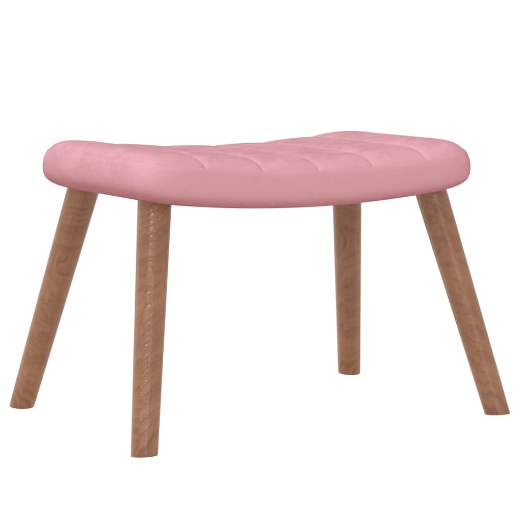 vidaXL Scaun balansoar cu taburet, roz, catifea vidaXL Scaun balansoar cu taburet, roz, catifea