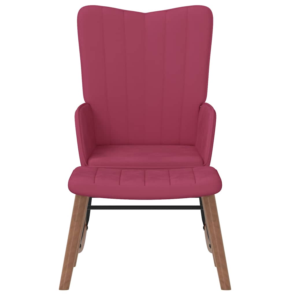 vidaXL Scaun balansoar cu taburet, roșu vin, catifea