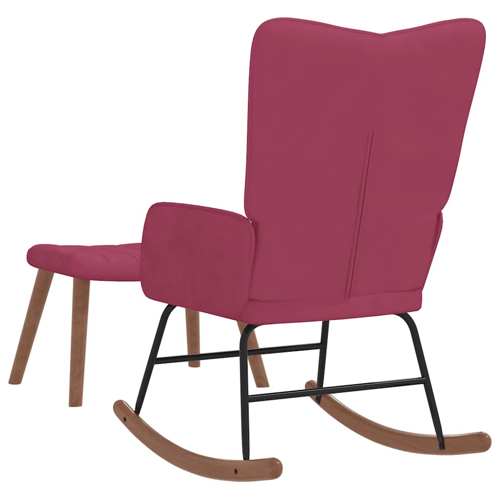 vidaXL Scaun balansoar cu taburet, roșu vin, catifea