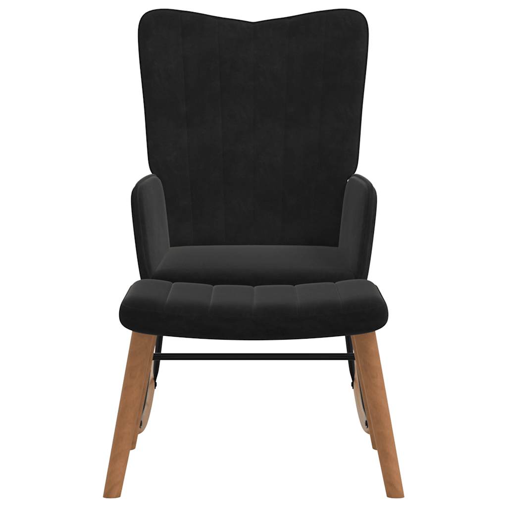 vidaXL Scaun balansoar cu taburet, negru, catifea vidaXL Scaun balansoar cu taburet, negru, catifea
