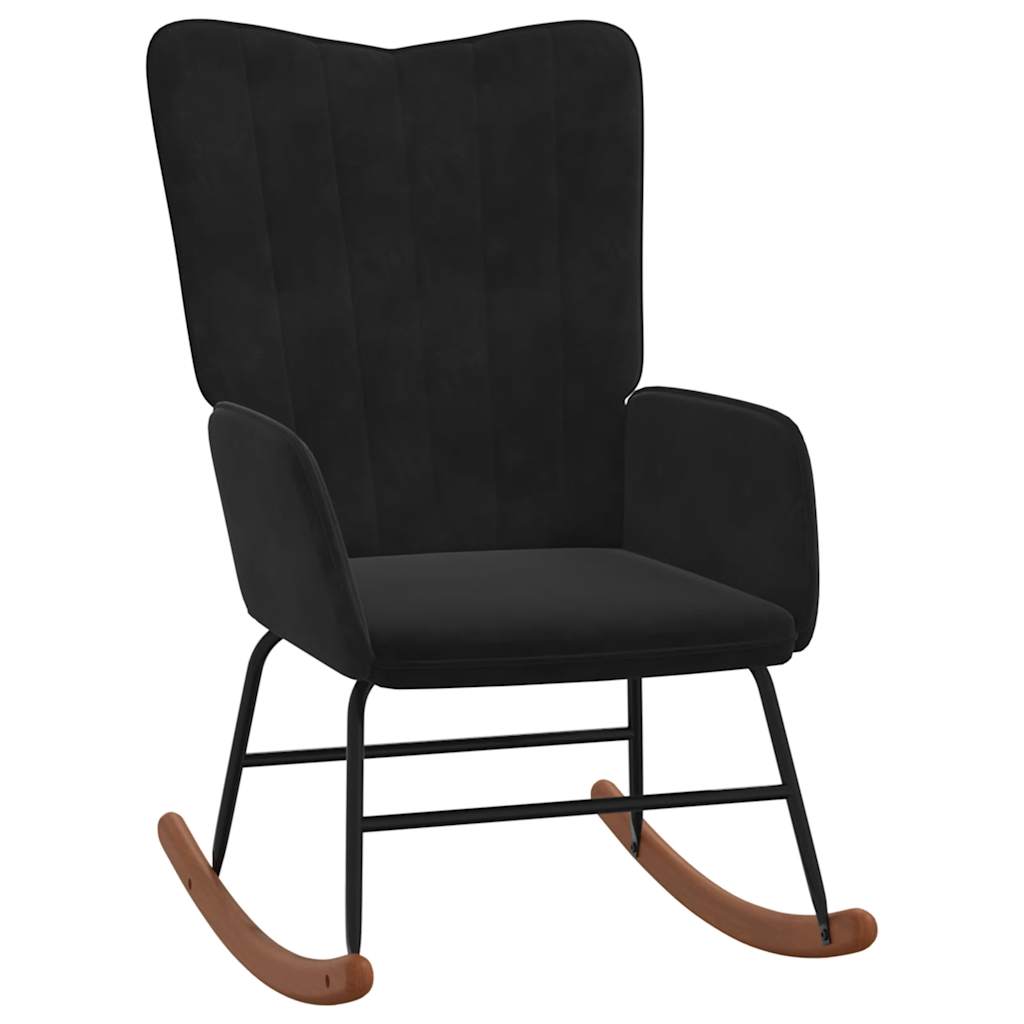 vidaXL Scaun balansoar cu taburet, negru, catifea vidaXL Scaun balansoar cu taburet, negru, catifea