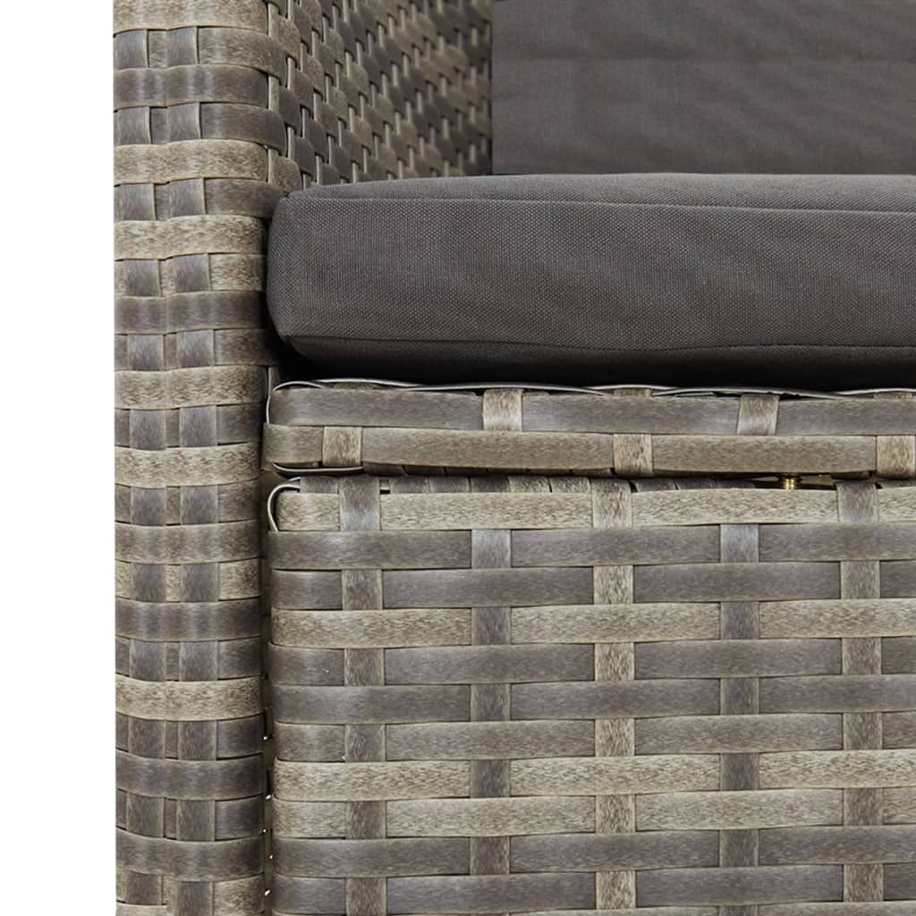 vidaXL Set mobilier grădină cu perne, 9 piese, gri, poliratan