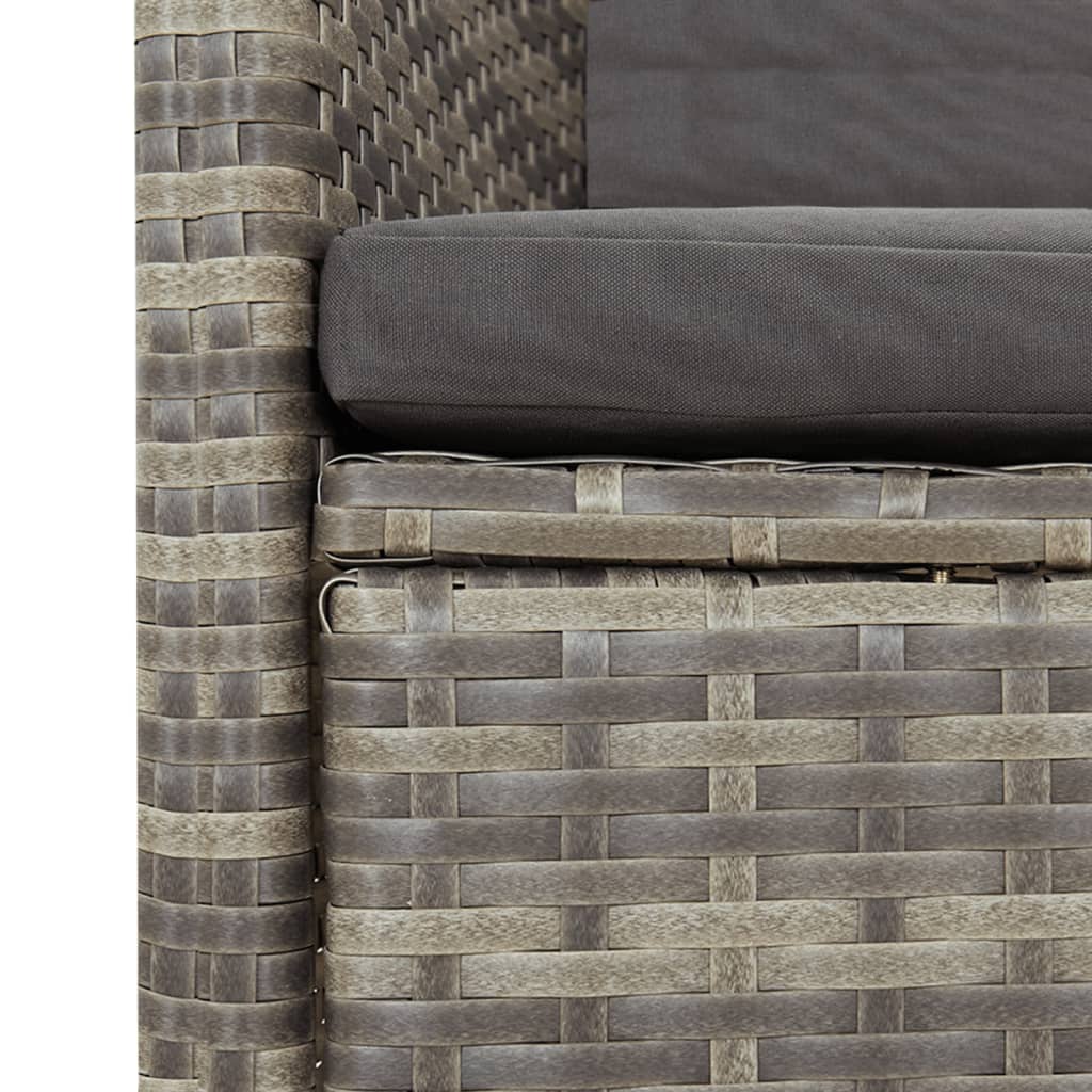 vidaXL Set mobilier grădină cu perne, 9 piese, gri, poliratan