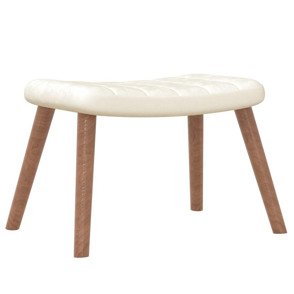 vidaXL Scaun balansoar cu taburet, alb crem, catifea vidaXL Scaun balansoar cu taburet, alb crem, catifea