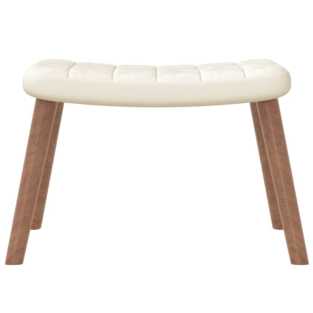 vidaXL Scaun balansoar cu taburet, alb crem, catifea vidaXL Scaun balansoar cu taburet, alb crem, catifea