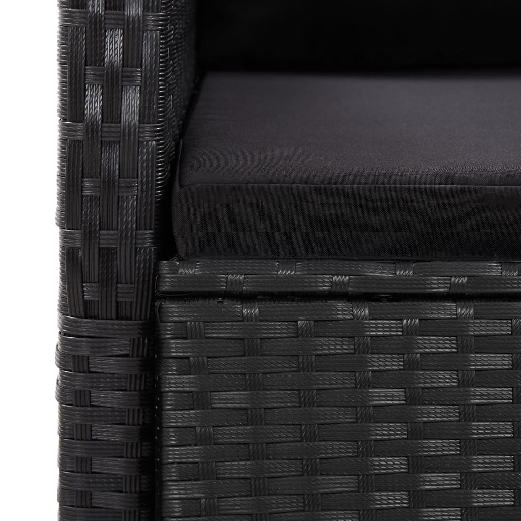 vidaXL Set mobilier de grădină cu perne, 9 piese, negru, poliratan vidaXL Set mobilier de grădină cu perne, 9 piese, negru, poliratan