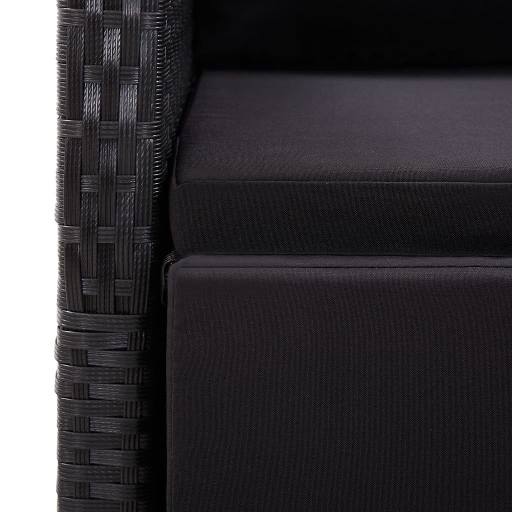 vidaXL Set mobilier de grădină cu perne, 9 piese, negru, poliratan