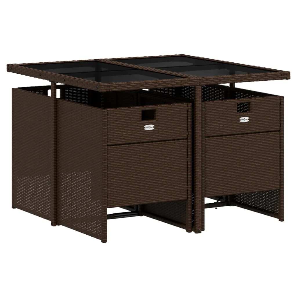 vidaXL Set mobilier de grădină, 5 piese, cu perne, maro, poliratan vidaXL Set mobilier de grădină, 5 piese, cu perne, maro, poliratan