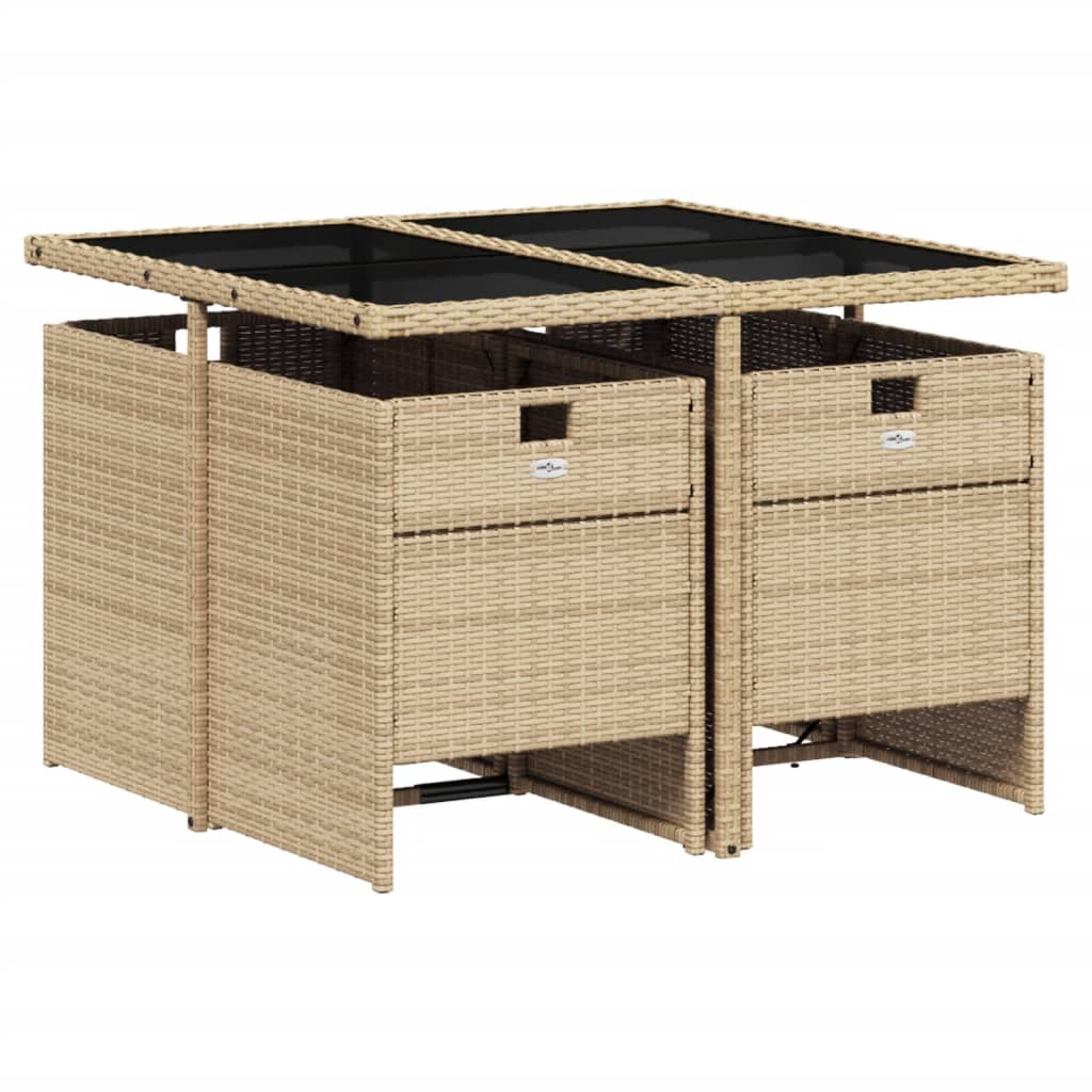 vidaXL Set mobilier pentru grădină, 5 piese, cu perne, bej, poliratan vidaXL Set mobilier pentru grădină, 5 piese, cu perne, bej, poliratan