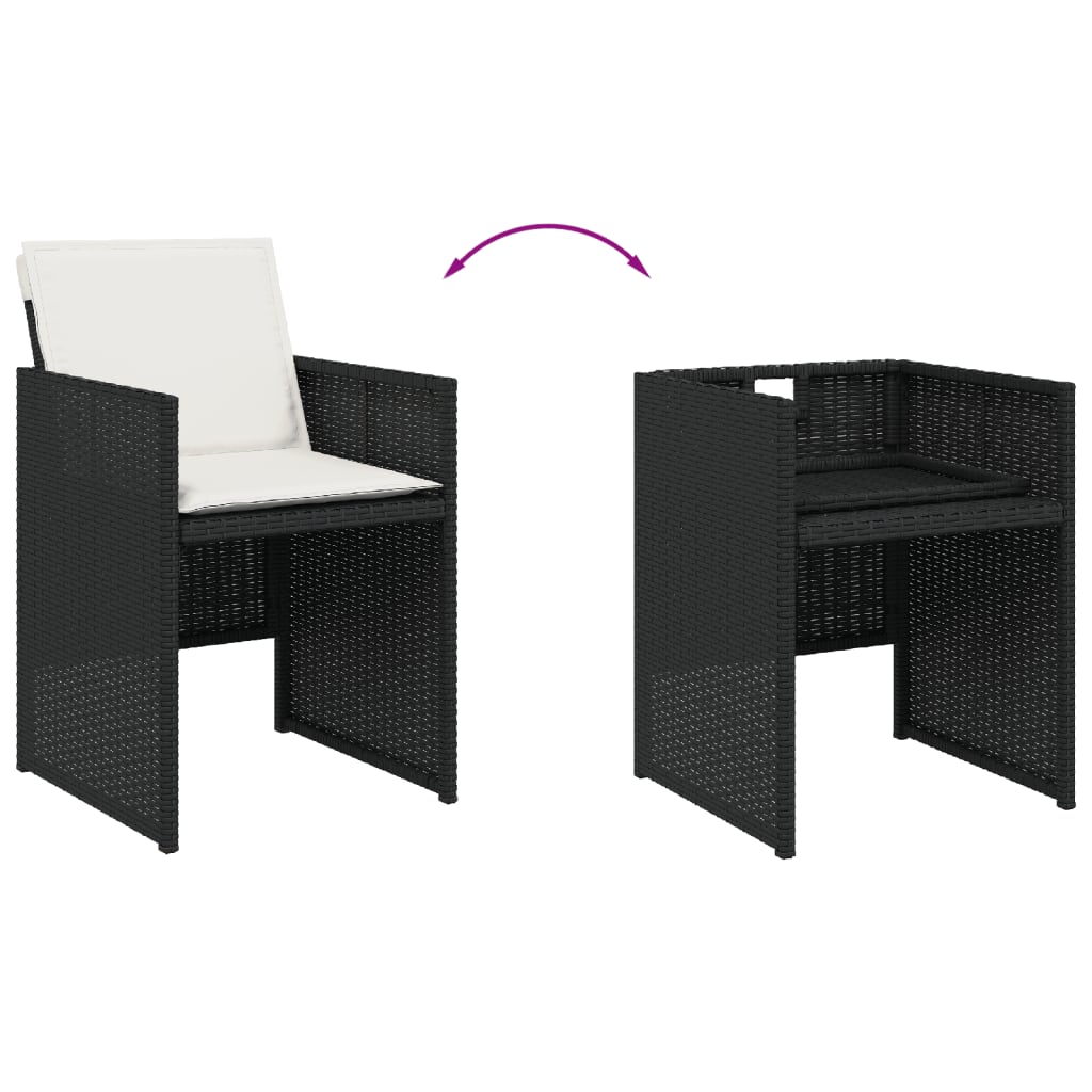 vidaXL Set mobilier de grădină cu perne, 7 piese, negru, poliratan vidaXL Set mobilier de grădină cu perne, 7 piese, negru, poliratan