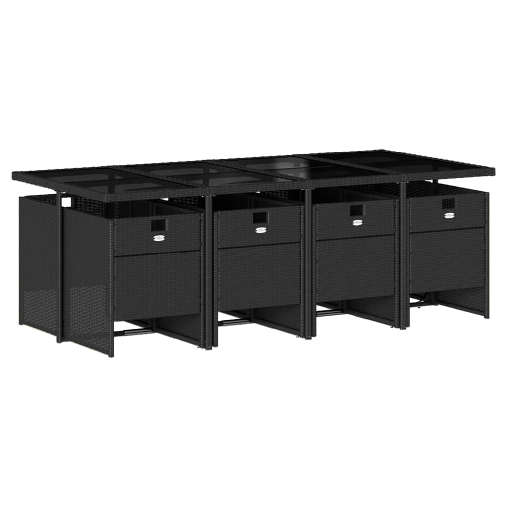 vidaXL Set mobilier de grădină cu perne, 9 piese, negru, poliratan vidaXL Set mobilier de grădină cu perne, 9 piese, negru, poliratan