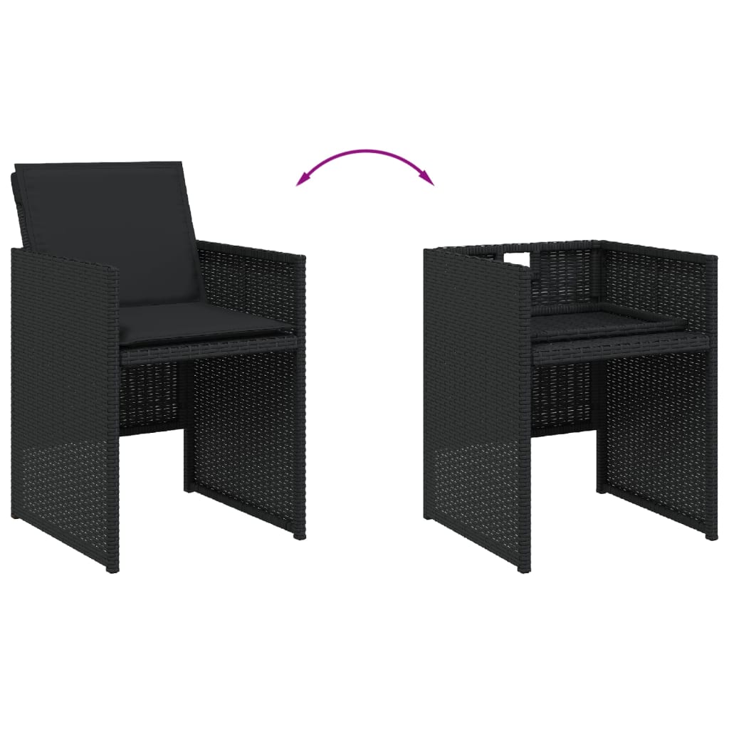 vidaXL Set mobilier de grădină cu perne, 9 piese, negru, poliratan