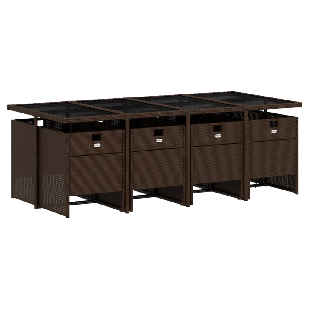 vidaXL Set mobilier de grădină cu perne, 9 piese, maro, poliratan