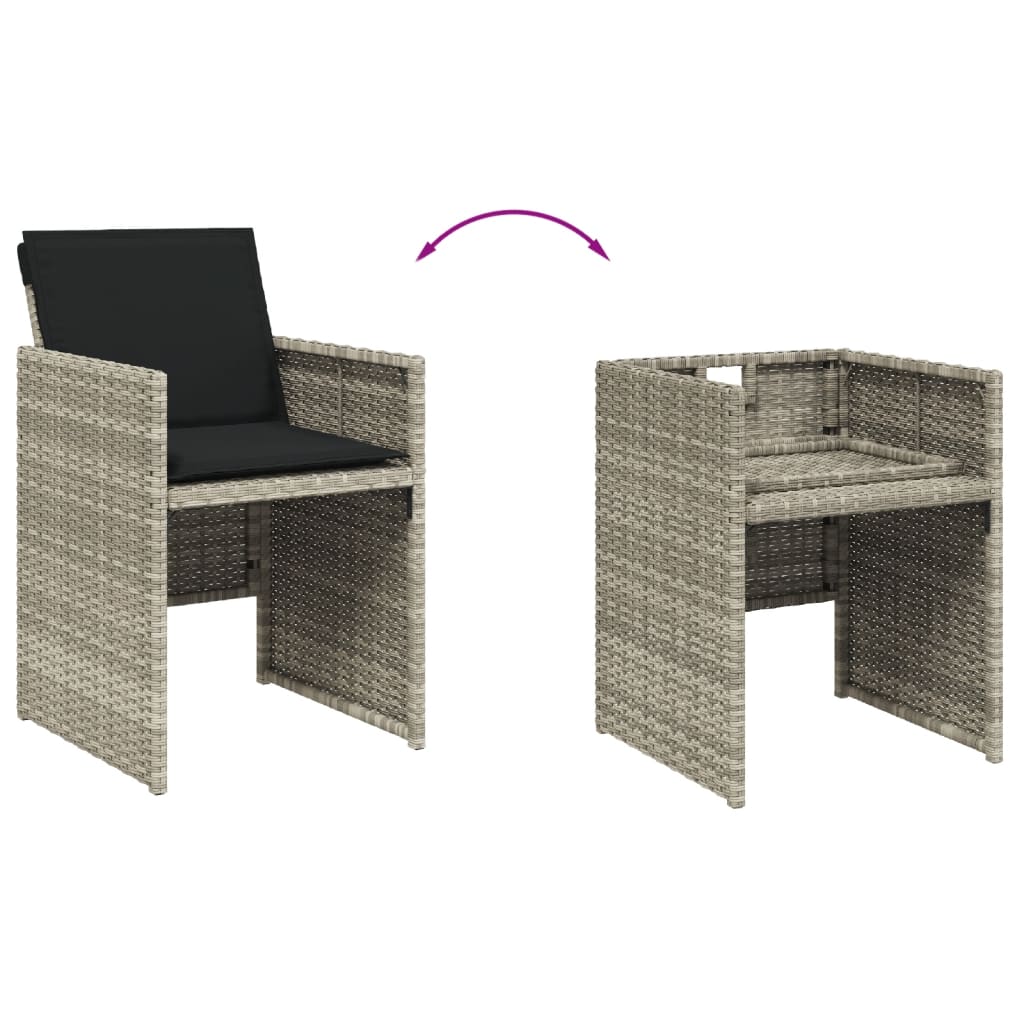 vidaXL Set mobilier grădină cu perne, 9 piese, gri deschis, poliratan