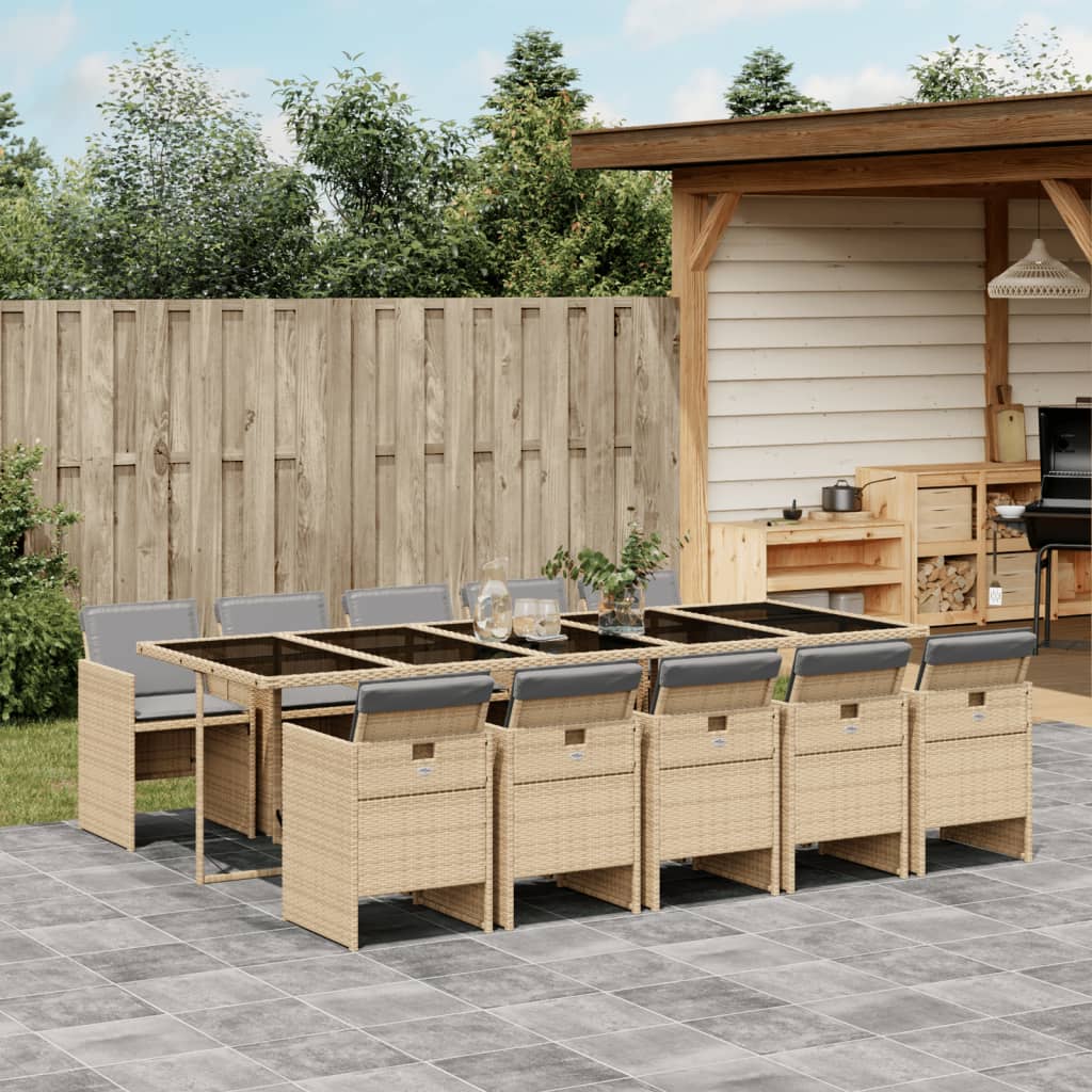 vidaXL Set mobilier grădină cu perne, 11 piese bej combinat poliratan vidaXL Set mobilier grădină cu perne, 11 piese bej combinat poliratan
