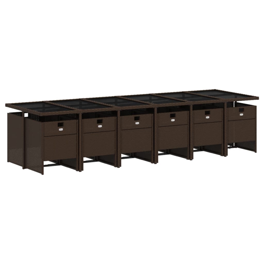 vidaXL Set mobilier de grădină, 13 piese, maro, cu perne, poliratan vidaXL Set mobilier de grădină, 13 piese, maro, cu perne, poliratan