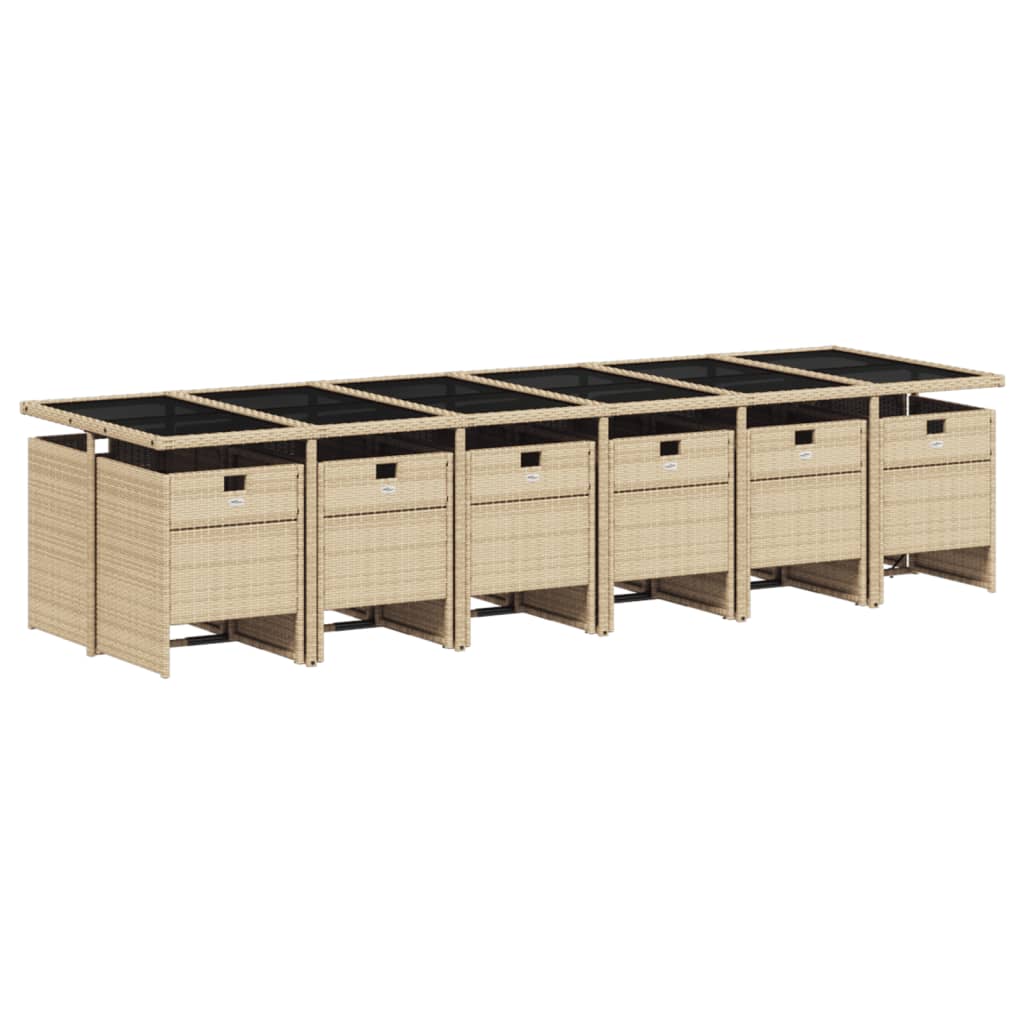 vidaXL Set mobilier grădină cu perne, 13 piese, bej combinat poliratan