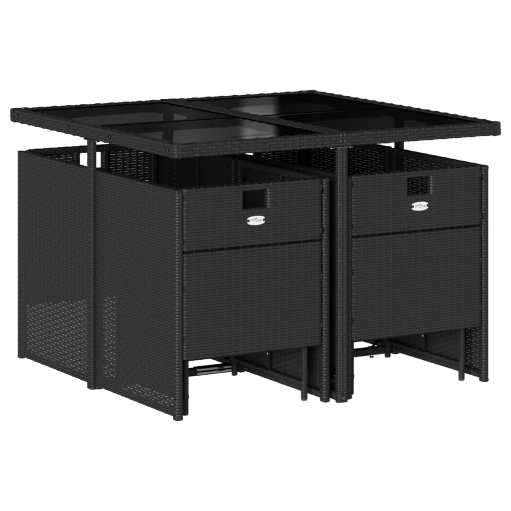 vidaXL Set mobilier de grădină cu perne, 9 piese, negru, poliratan vidaXL Set mobilier de grădină cu perne, 9 piese, negru, poliratan