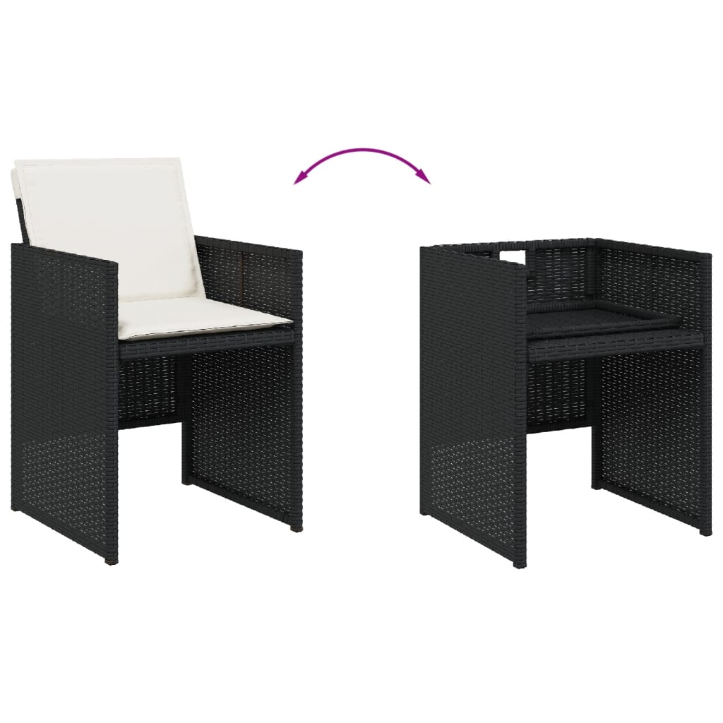 vidaXL Set mobilier de grădină cu perne, 9 piese, negru, poliratan vidaXL Set mobilier de grădină cu perne, 9 piese, negru, poliratan