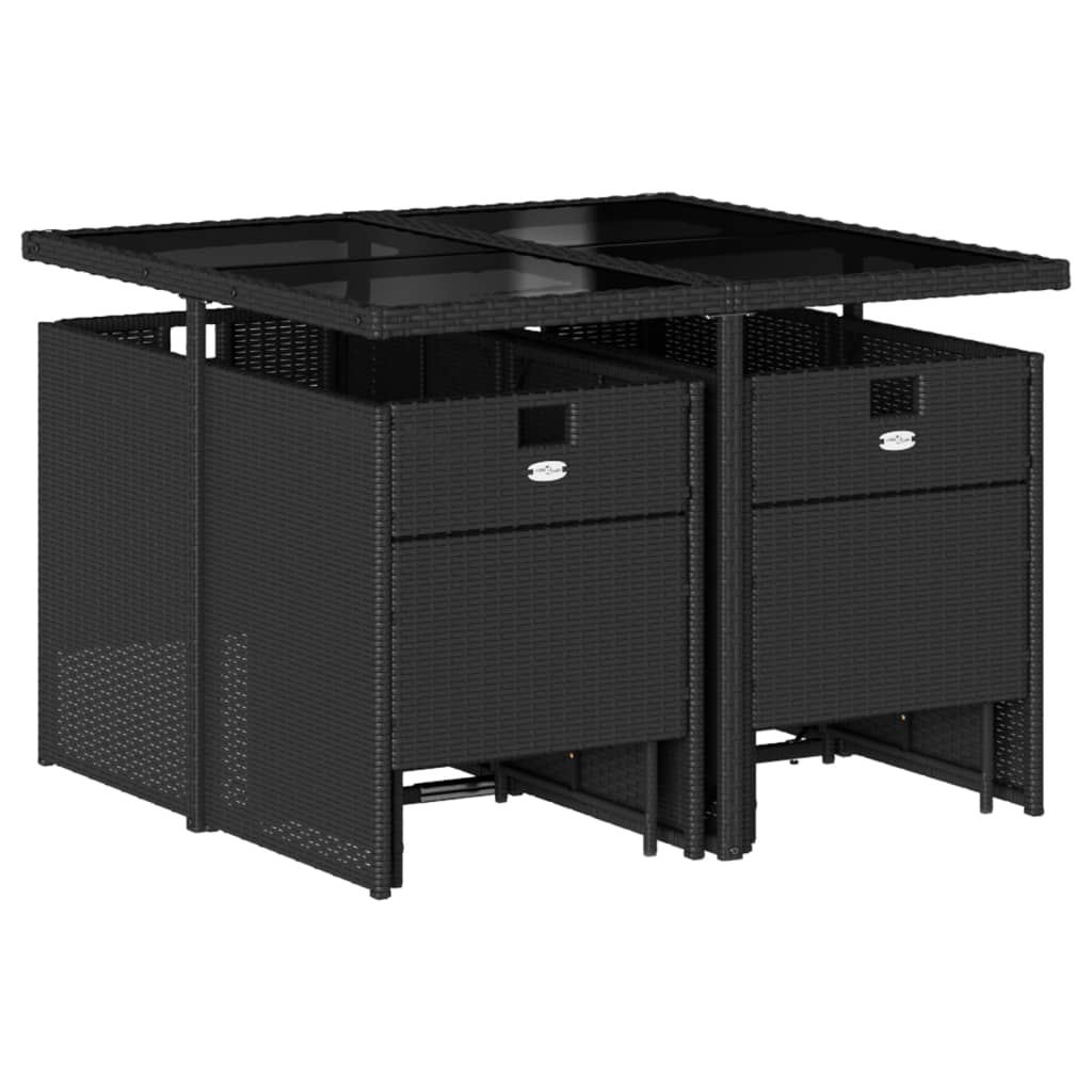 vidaXL Set mobilier de grădină cu perne, 9 piese, negru, poliratan