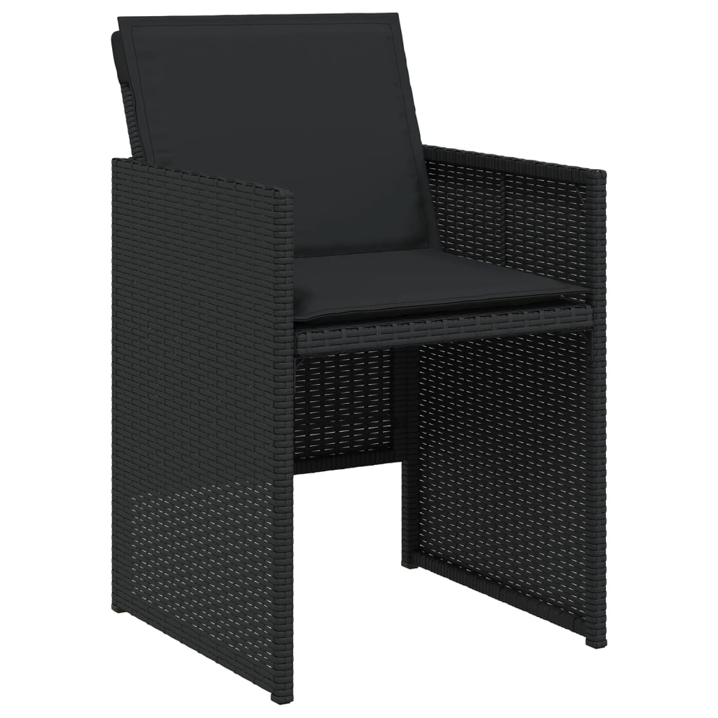 vidaXL Set mobilier de grădină cu perne, 9 piese, negru, poliratan