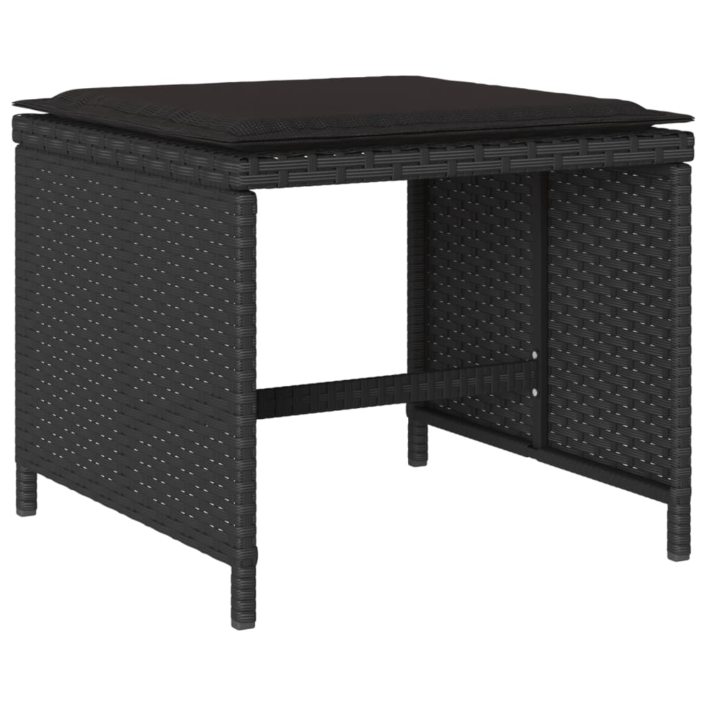 vidaXL Set mobilier de grădină cu perne, 9 piese, negru, poliratan