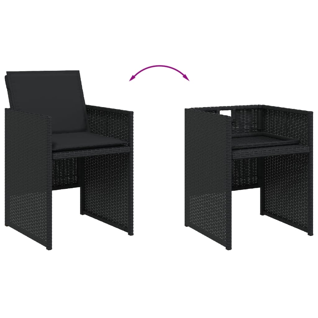vidaXL Set mobilier de grădină cu perne, 9 piese, negru, poliratan