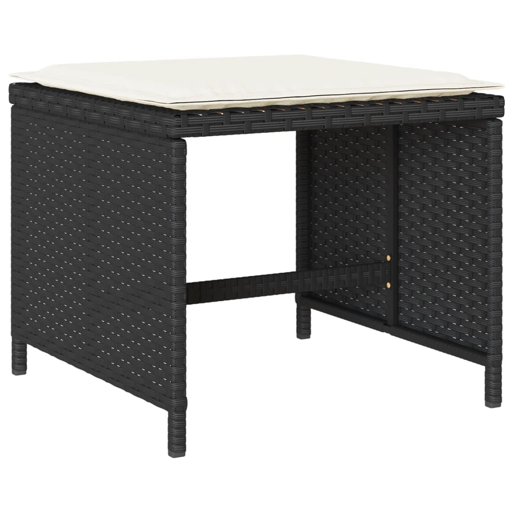 vidaXL Set mobilier de grădină cu perne, 9 piese, negru, poliratan