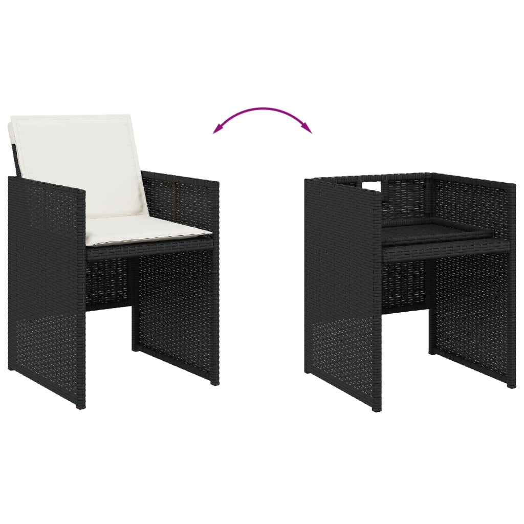 vidaXL Set mobilier de grădină cu perne, 9 piese, negru, poliratan