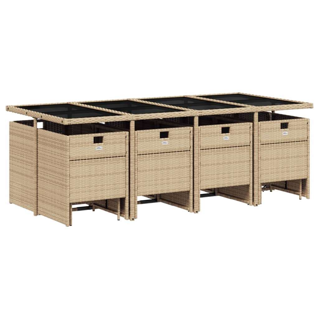 vidaXL Set mobilier grădină cu perne, 13 piese, bej combinat poliratan