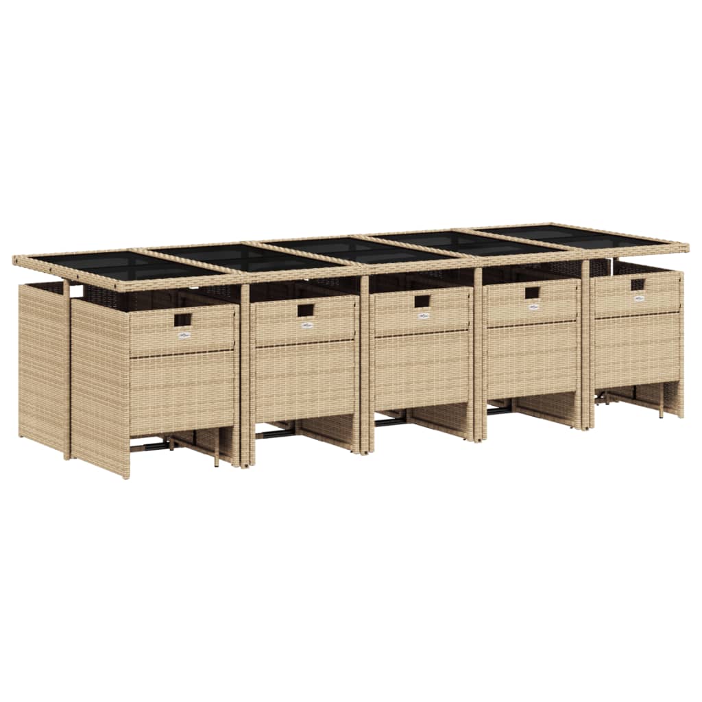 vidaXL Set mobilier grădină cu perne, 15 piese, bej combinat poliratan