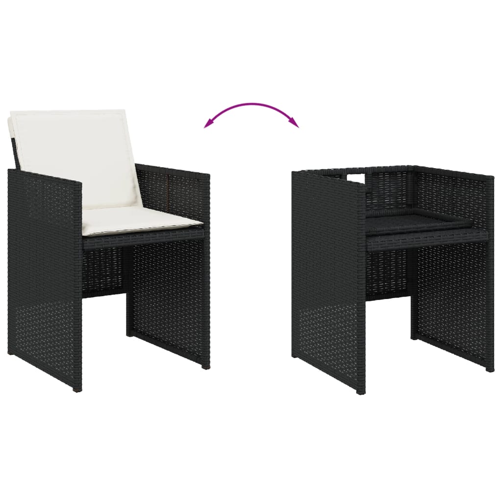 vidaXL Set mobilier de grădină cu perne, 9 piese, negru, poliratan