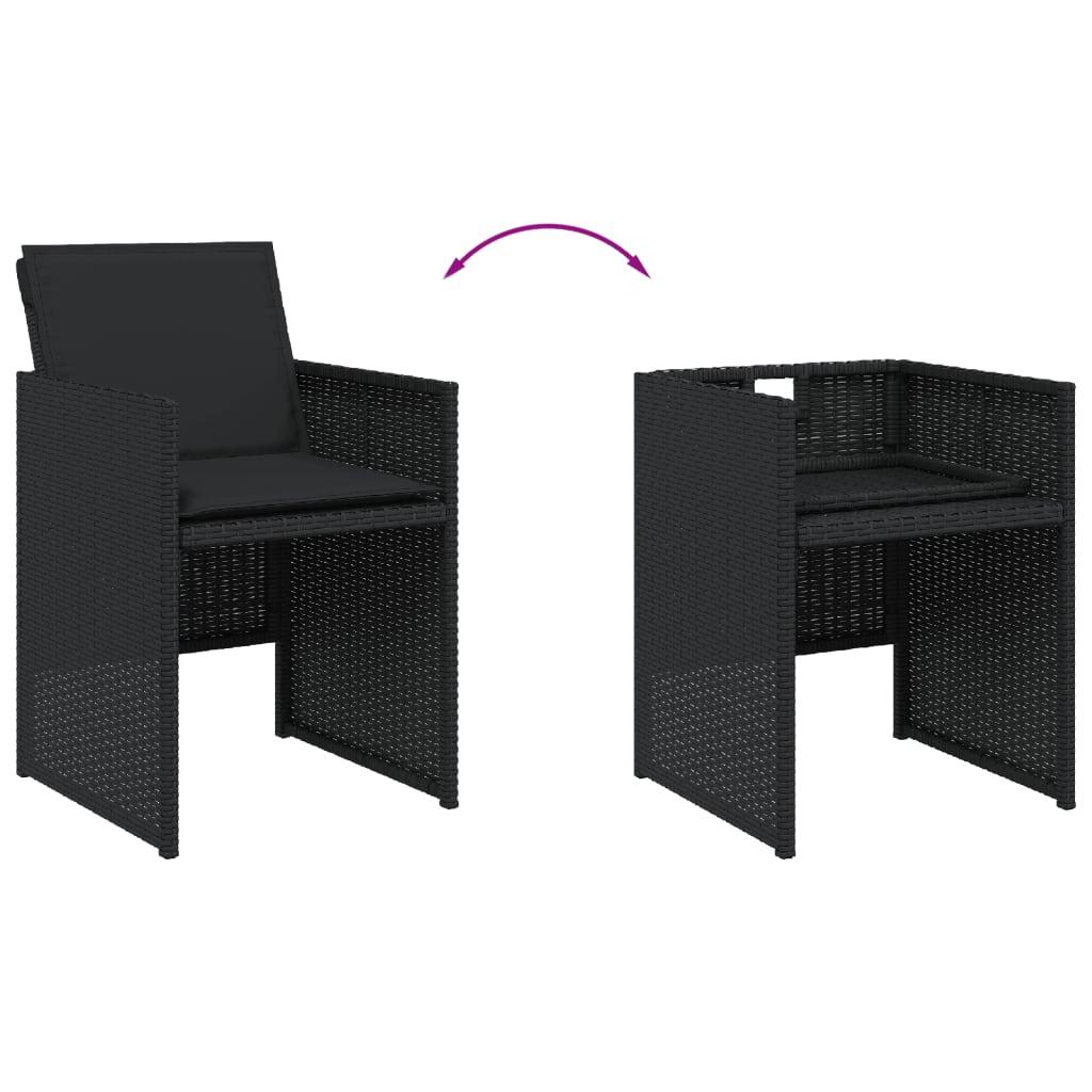 vidaXL Set mobilier de grădină cu perne, 9 piese, negru, poliratan