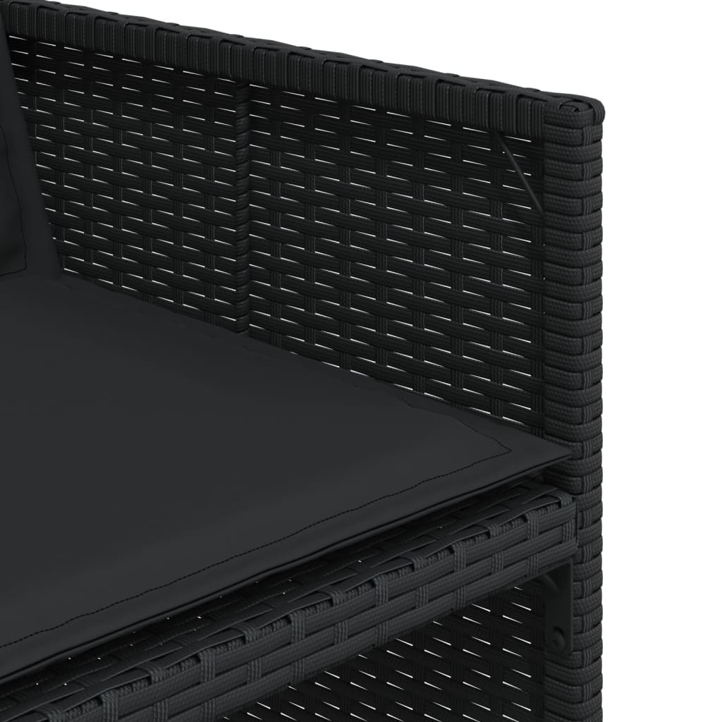 vidaXL Set mobilier de grădină cu perne, 9 piese, negru, poliratan