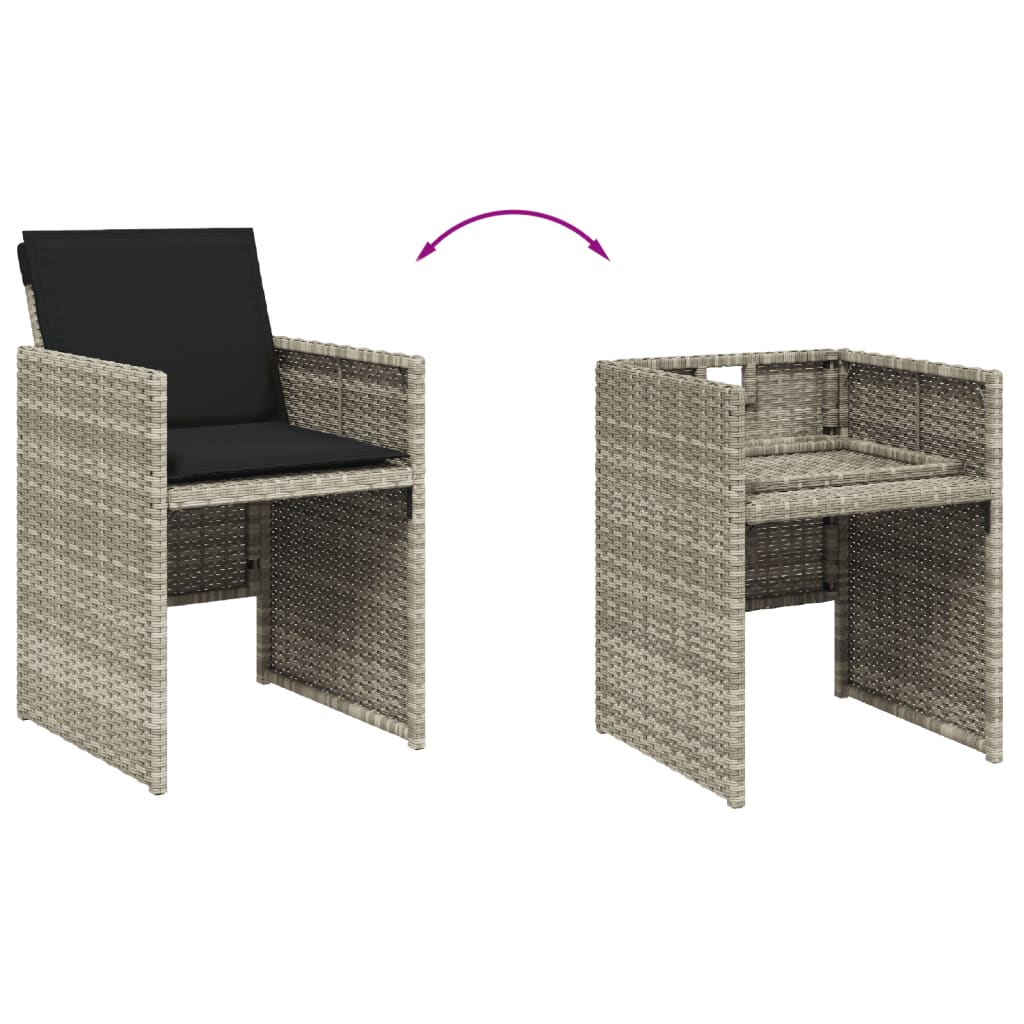 vidaXL Set mobilier grădină cu perne, 9 piese, gri deschis, poliratan