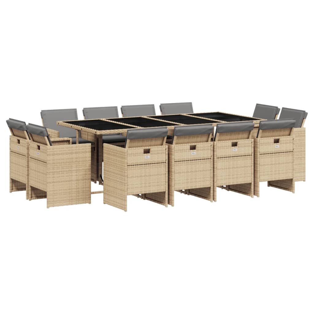 vidaXL Set mobilier grădină cu perne, 13 piese, bej combinat poliratan