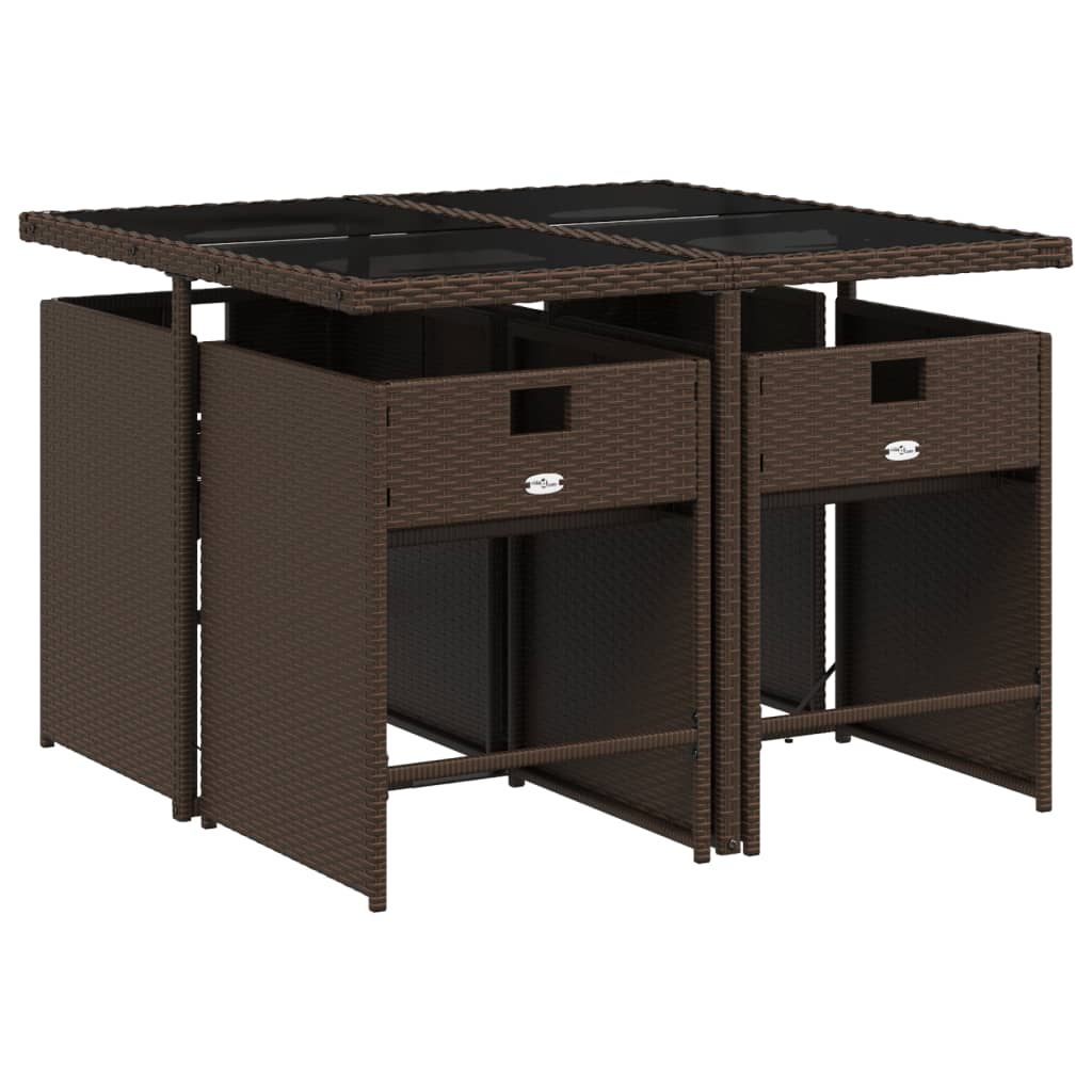 vidaXL Set mobilier de grădină, 5 piese, cu perne, maro, poliratan vidaXL Set mobilier de grădină, 5 piese, cu perne, maro, poliratan
