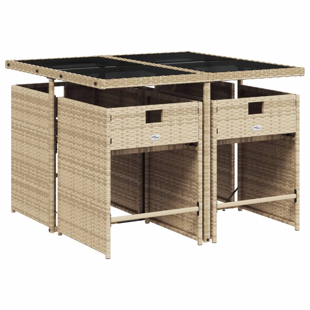 vidaXL Set mobilier pentru grădină, 5 piese, cu perne, bej, poliratan vidaXL Set mobilier pentru grădină, 5 piese, cu perne, bej, poliratan