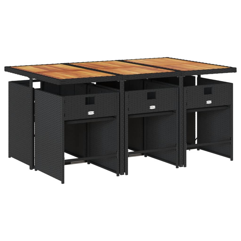 vidaXL Set mobilier de grădină cu perne, 7 piese, negru, poliratan vidaXL Set mobilier de grădină cu perne, 7 piese, negru, poliratan
