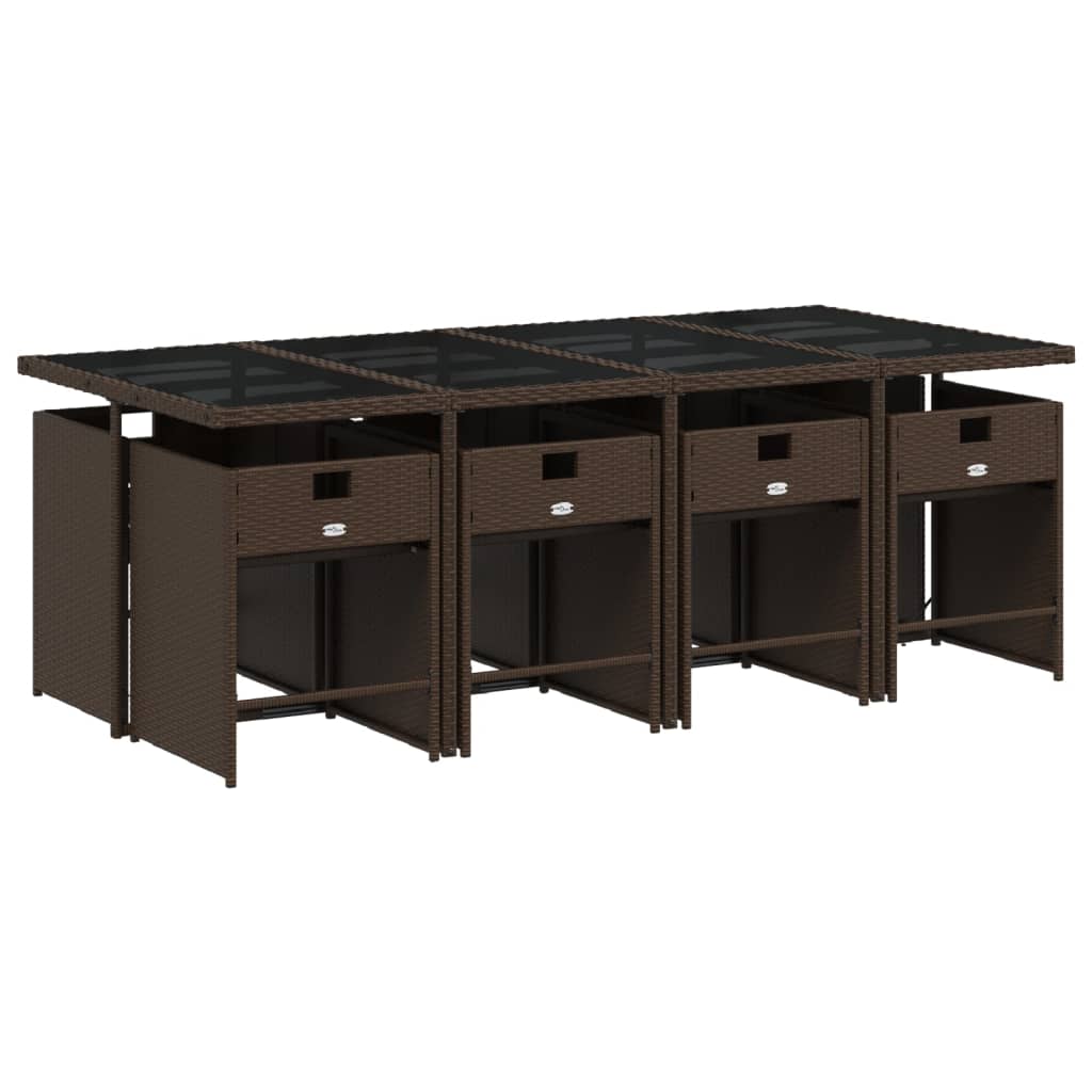 vidaXL Set mobilier de grădină cu perne, 9 piese, maro, poliratan