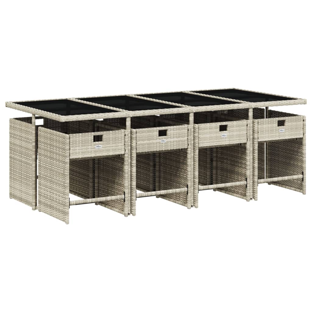 vidaXL Set mobilier grădină cu perne, 9 piese, gri deschis, poliratan vidaXL Set mobilier grădină cu perne, 9 piese, gri deschis, poliratan