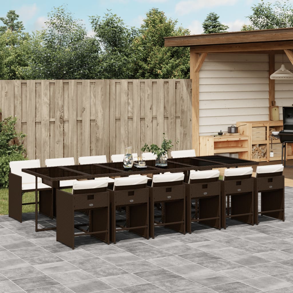 vidaXL Set mobilier de grădină, 13 piese, maro, cu perne, poliratan vidaXL Set mobilier de grădină, 13 piese, maro, cu perne, poliratan